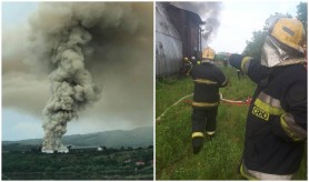 Incendiu devastator la Vinăria Suruceni. Cinci echipaje de salvatori s-au deplasat la fața locului